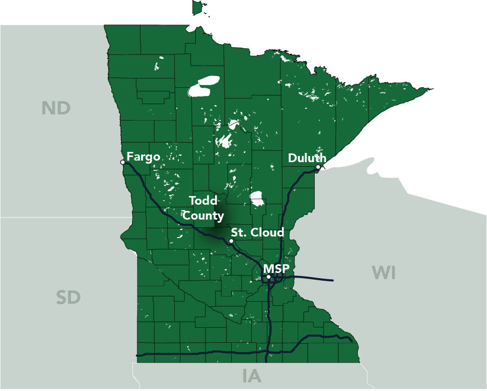 Map of Todd County, Minnesota